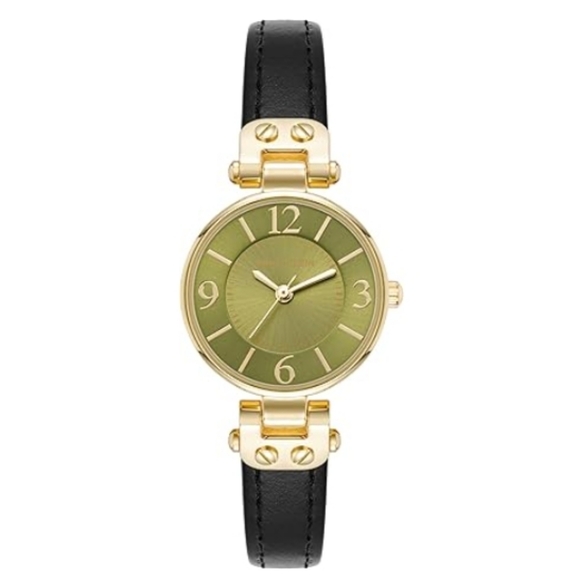Women\'s Leather Strap Watch Black /Green main image 5